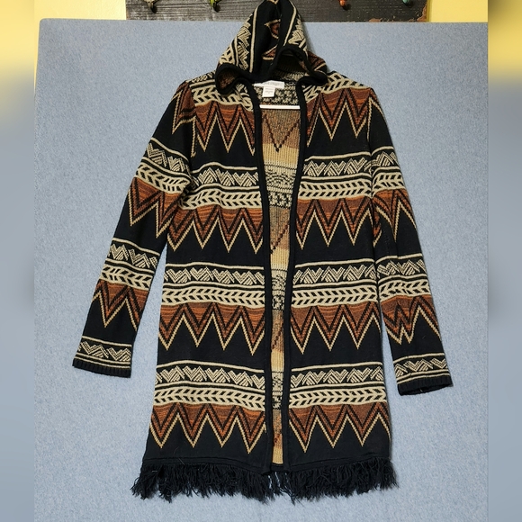 99 Jane Street pattern cardigan sweater with fringe. Size medium - Picture 1 of 1